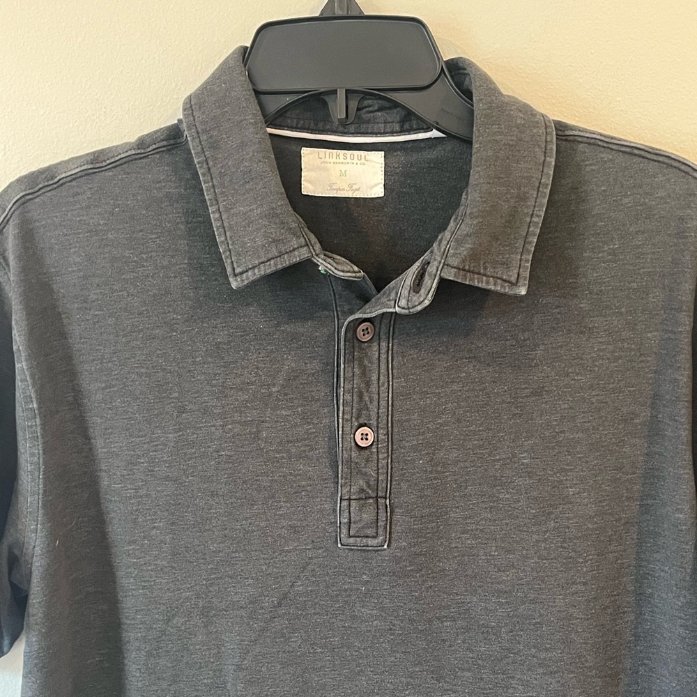 Linksoul Tempus Fugit Polo Shirt Men Gray Size Medium Stretch Soft